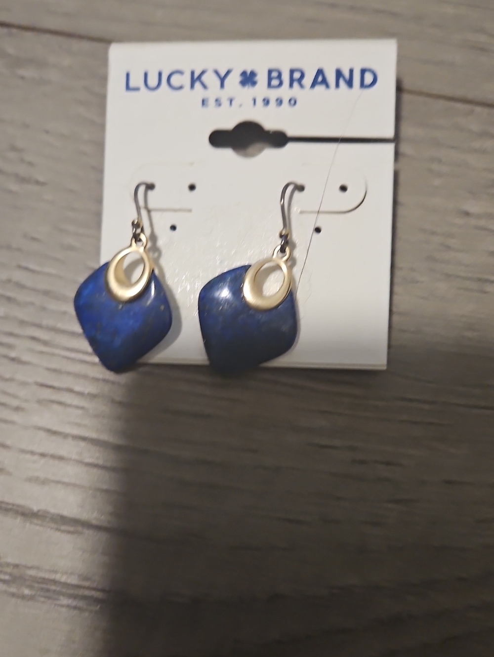 Lucky Brand Royal Blue Stone Drop Earrings with Gold Rings